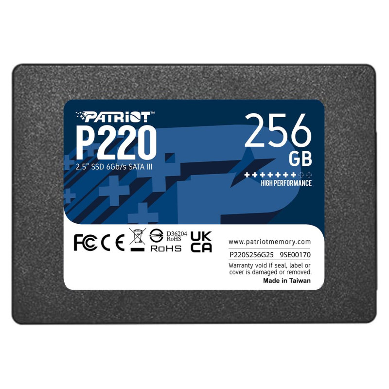 Patriot SSD|PATRIOT|P220|256GB|SATA|Write speed 490 MBytes/sec|Read speed 550 MBytes/sec|2,5"|TBW 120 TB|P220S256G25