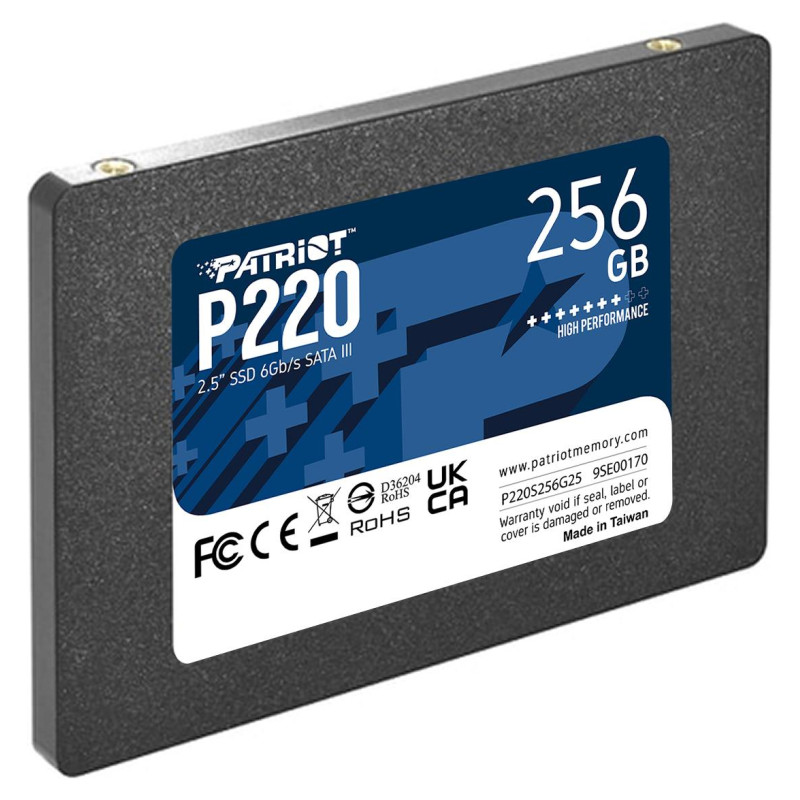 Patriot SSD|PATRIOT|P220|256GB|SATA|Write speed 490 MBytes/sec|Read speed 550 MBytes/sec|2,5"|TBW 120 TB|P220S256G25