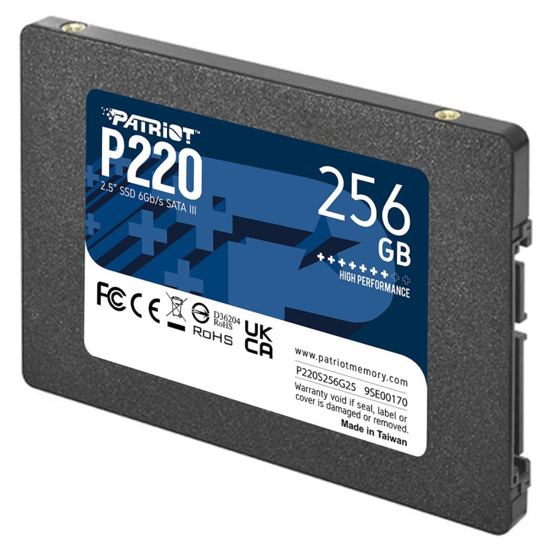 Patriot SSD|PATRIOT|P220|256GB|SATA|Write speed 490 MBytes/sec|Read speed 550 MBytes/sec|2,5"|TBW 120 TB|P220S256G25