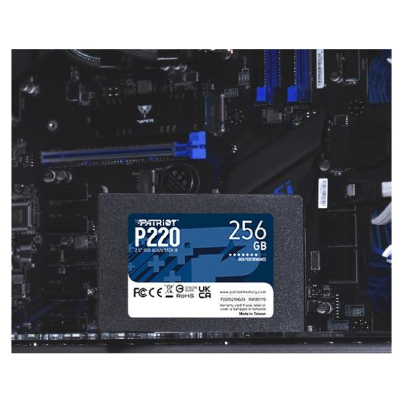 Patriot SSD|PATRIOT|P220|256GB|SATA|Write speed 490 MBytes/sec|Read speed 550 MBytes/sec|2,5"|TBW 120 TB|P220S256G25