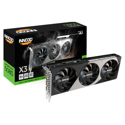 Inno3D NVIDIA GEFORCE RTX 5080 X3 16GB GDDR7 256bit, 2617 MHz / 30Gbps, 3x DP, 1x HDMI, 3 fan, 2 slot