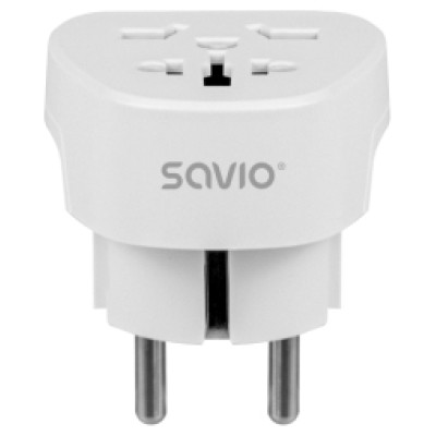 Savio Strāvas adapteris SAVIO Travel adapter Global socket &ndash; EU plug 15A