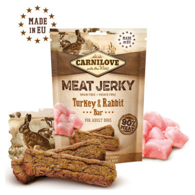 Carnilove Dog Jerky Rabbit & Turkey Bar 100g papildbarība suņiem