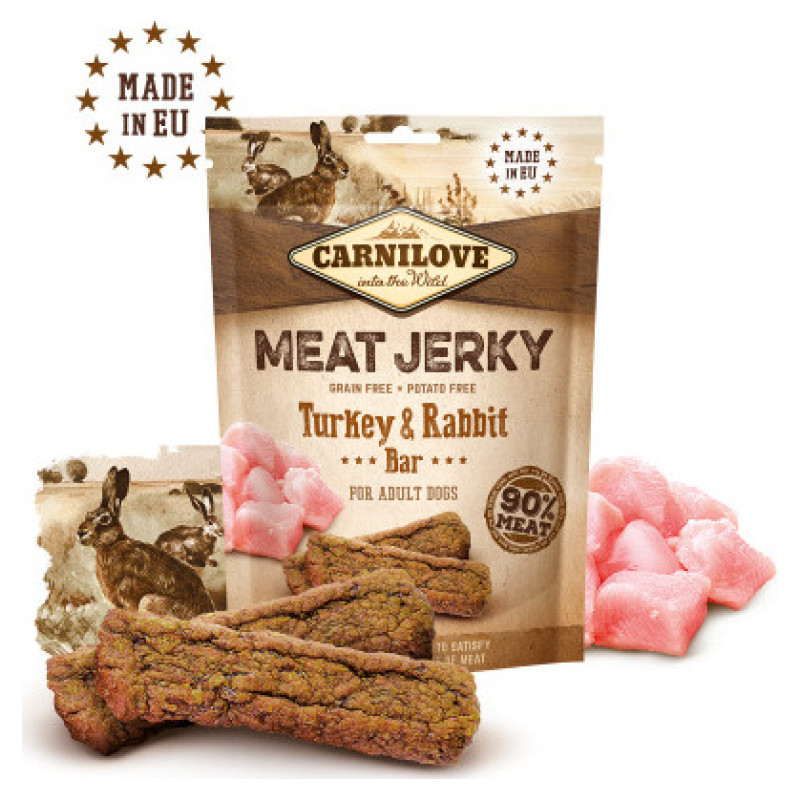 Carnilove Dog Jerky Rabbit & Turkey Bar 100g papildbarība suņiem