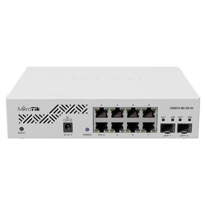 Mikrotik Switch|MIKROTIK|CSS610-8G-2S+IN|Desktop/pedestal|8x10Base-T / 100Base-TX / 1000Base-T|2xSFP+|CSS610-8G-2S+IN
