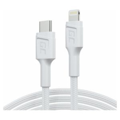 Green Cell Kabelis Green Cell Lightning Male &ndash; USB Type-C Male 1m MFi Fast Charging White