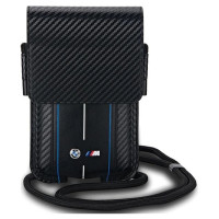 BMW Carbon & Blue Stripe phone bag - black