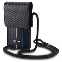 BMW Carbon & Blue Stripe phone bag - black