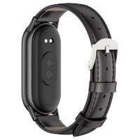 Tech-Protect Leatherfit strap for Xiaomi Smart Band 8 / 8 NFC - black