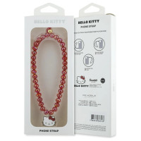 Hello Kitty Pearls Kitty Head Phone Charm - Red