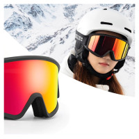 Qunature White Ski Goggles for Adults - Black