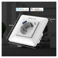 Tellur Smart WiFi Wall Plug 3600W 16A, PD20W, USB 18W, energy reading, white