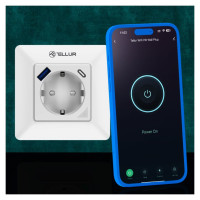 Tellur Smart WiFi Wall Plug 3600W 16A, PD20W, USB 18W, energy reading, white