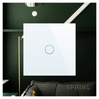 Spring One Gang, One Way Touch Switch, Glass White