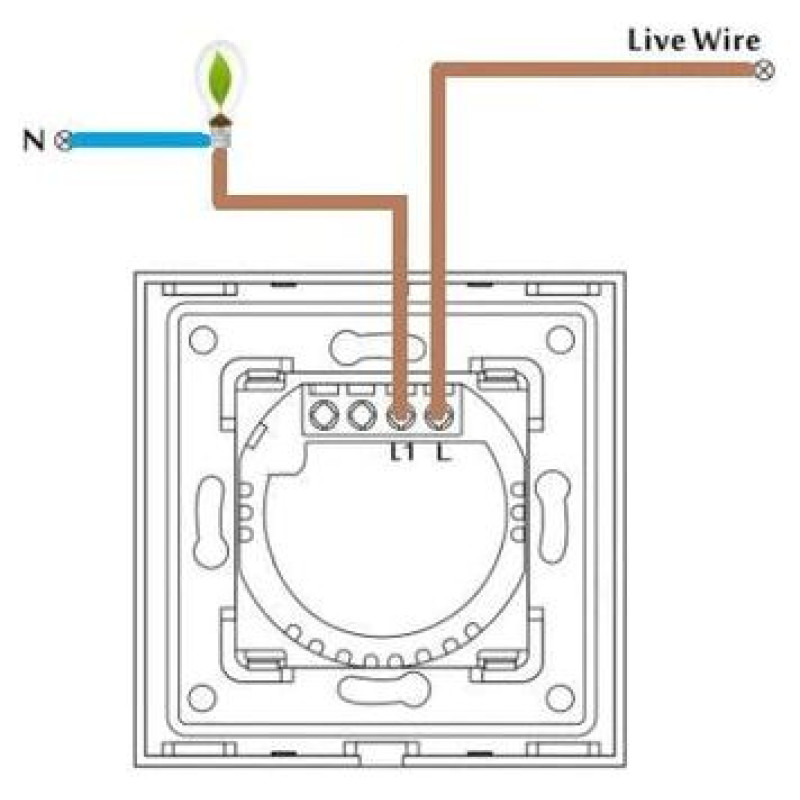 Spring One Gang, One Way Touch Switch, Glass White