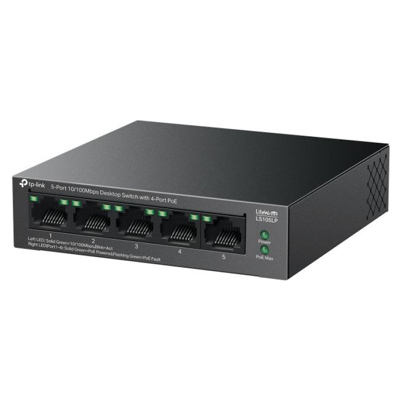Tp-Link Switch|TP-LINK|LS105LP|Desktop/pedestal|5x10Base-T / 100Base-TX|PoE ports 4|LS105LP
