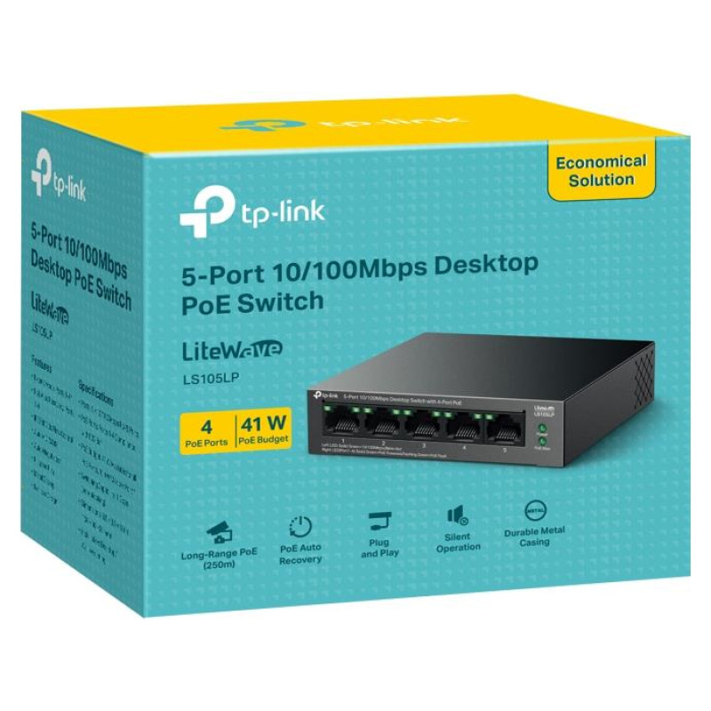Tp-Link Switch|TP-LINK|LS105LP|Desktop/pedestal|5x10Base-T / 100Base-TX|PoE ports 4|LS105LP