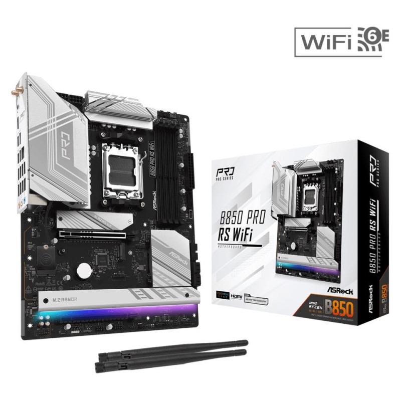Asrock Mainboard|ASROCK|AMD B850|SAM5|ATX|Memory DDR5|Memory slots 4|1xPCI-Express 4.0 16x|1xPCI-Express 5.0 16x|1xM.2|1xHDMI|1xAudio-In|1xAudio-Out|1xMicrophone|6xUSB 2.0|4xUSB 3.2|2xUSB-C|1xRJ45|B850PRORSWIFI