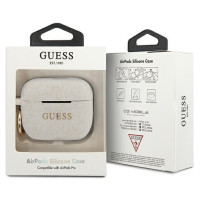 Guess GUACAPSILGLWH AirPods Pro cover biały/white Silicone Glitter