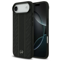 Mercedes Leather Laurel Leaves Stripes MagSafe Case for iPhone 17 Air - Black