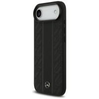 Mercedes Leather Laurel Leaves Stripes MagSafe Case for iPhone 17 Air - Black
