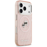 Karl Lagerfeld IML Glitter Karl&Choupette Heads Logo MagSafe Case for iPhone 17 Pro Max - Pink