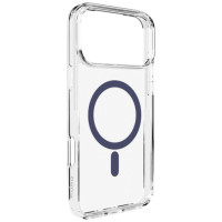 Puro Lite Mag TPU+PC Case Compatible with MagSafe for iPhone 17 Pro - Transparent with Blue Ring