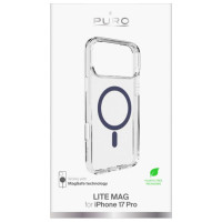 Puro Lite Mag TPU+PC Case Compatible with MagSafe for iPhone 17 Pro - Transparent with Blue Ring