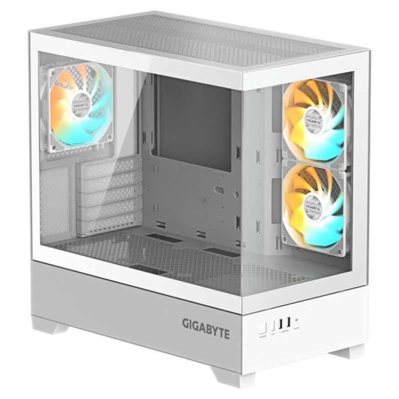 Gigabyte Case|GIGABYTE|GB-C201PI|MidiTower|Case product features Rackmountable/Accessory/Transparent panel|Not included|MicroATX|MiniITX|Colour White|GB-C201PI