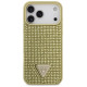 Guess Rhinestone Triangle Logo Case for iPhone 17 Pro Max - Gold