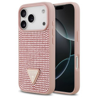 Guess Rhinestone Triangle Logo iPhone 17 Pro Case - Pink