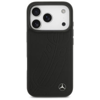 Mercedes Leather Large Laurel Leave MagSafe Case for iPhone 17 Pro - Black