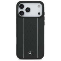 Mercedes Leather Star Pattern Stripes MagSafe Case for iPhone 17 Pro Max - Black