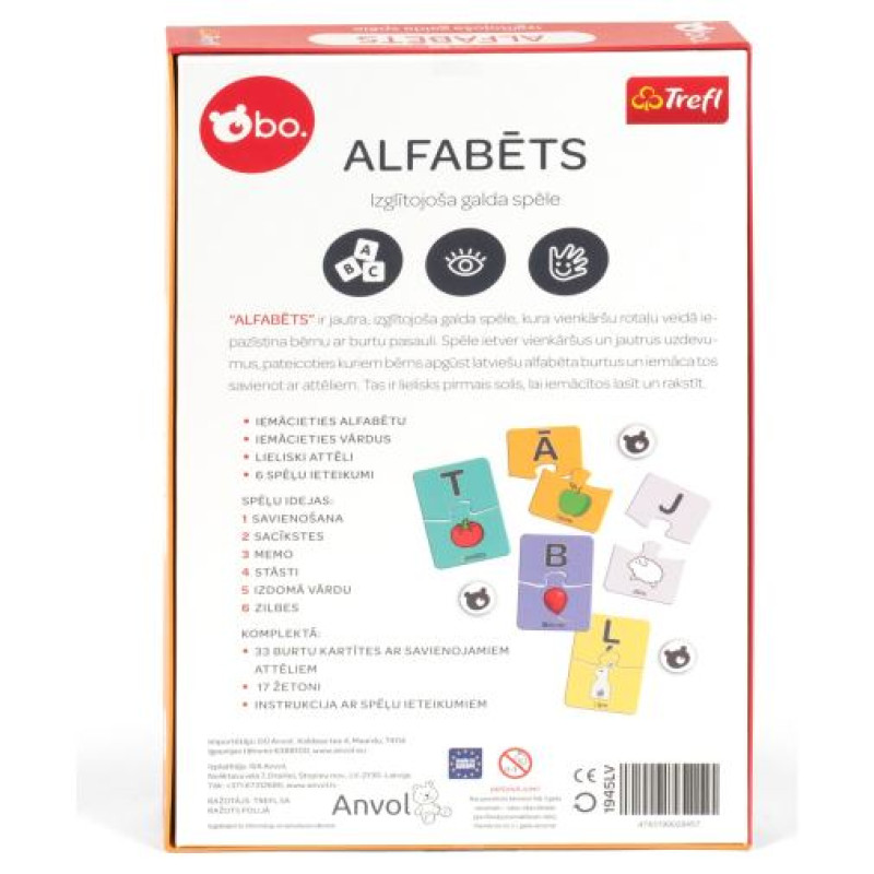BO. Izglītojo&scaron;ā galda spēle "Alfabēts" (Latvie&scaron;u val.)