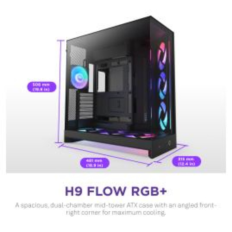 Nzxt. Datora korpuss NZXT H9 Flow RGB+ Black