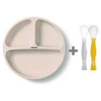 Babyono Silikona šķīvis 1482/04 beige + elastīgas karotes 1066 DĀVANĀ!