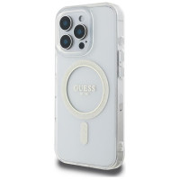 Guess IML Glitter Circle MagSafe Case for iPhone 16 Pro Max - Clear
