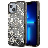 Guess Liquid Glitter 4G Transculent case for iPhone 14 - black