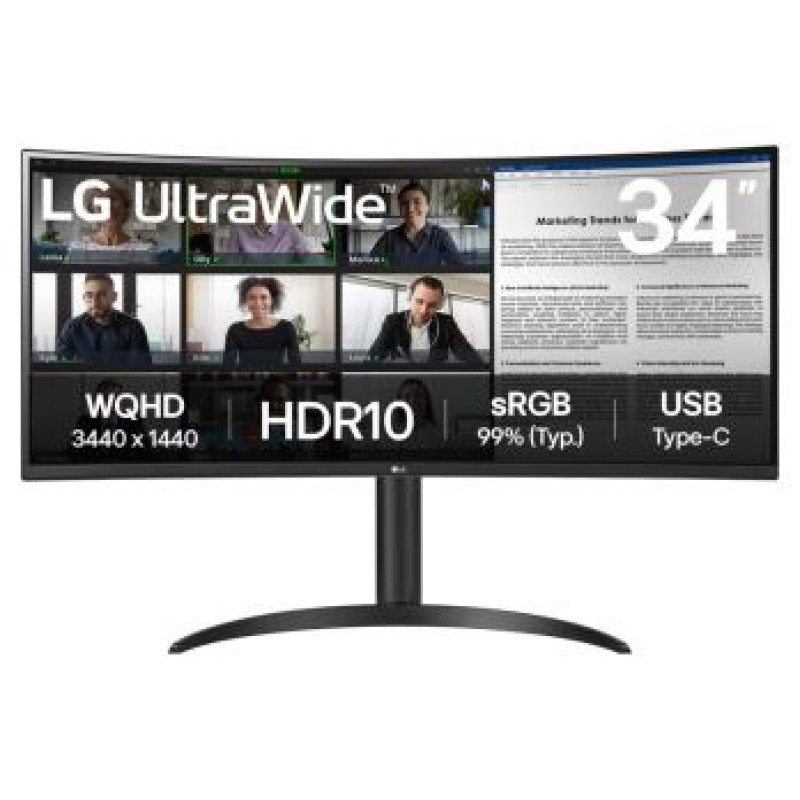 LG Monitors LG 34" 34WR55QK-B IPS QHD 100hz Curved
