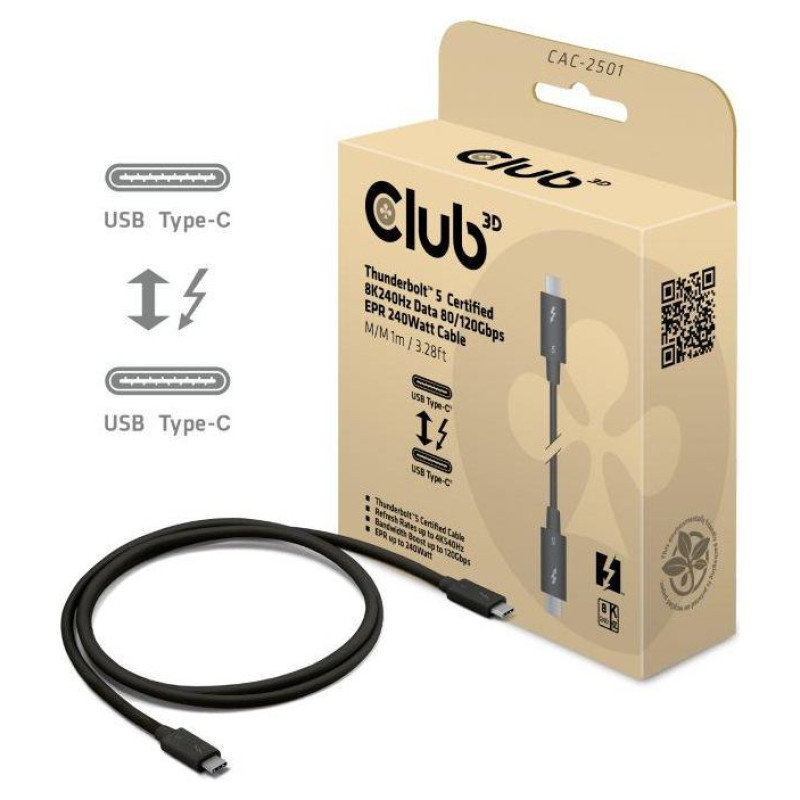 Club3D CABLE USB-C THUNDERBOLT 1M/M/M CAC-2501 CLUB3D