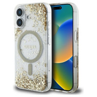 Guess HC Resin Bottom Glitter MagSafe case for iPhone 16 - gold
