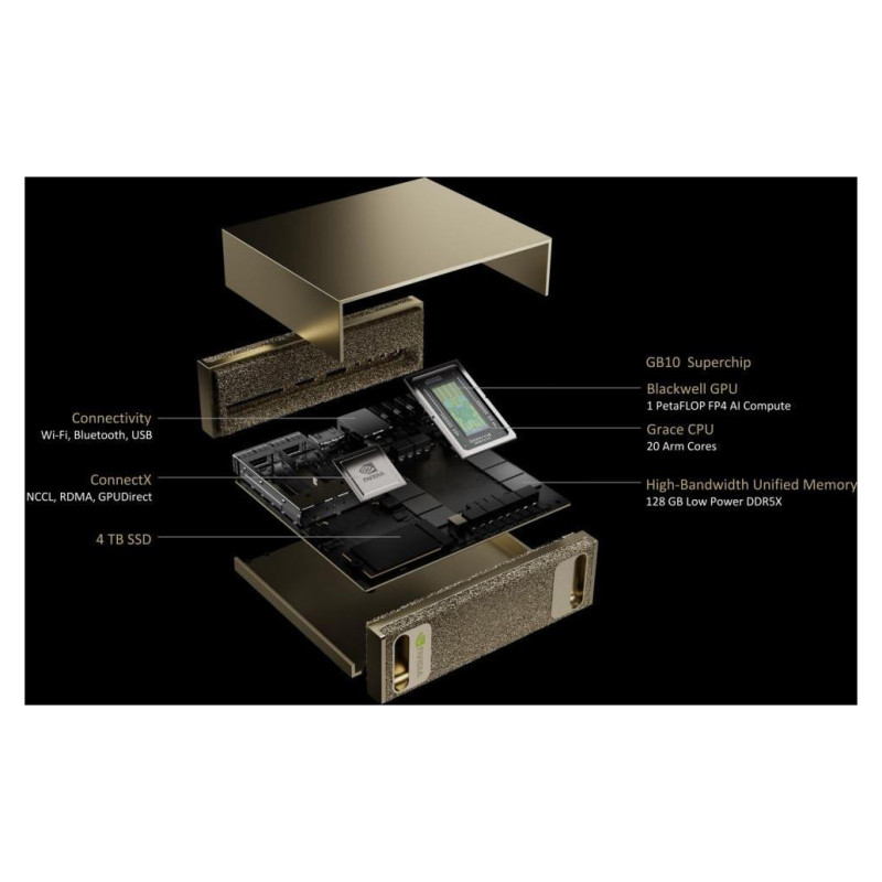 PNY NVIDIA DGX Spark GB10 128GB, 1 Petaflop FP4 AI Compute, 128 Gb memory , 4TB enterprise grade storage, CX7 networking, EU cable