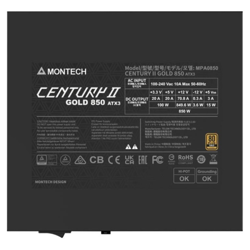 Montech Power Supply|MONTECH|CENTURY II|ATX|850 W|CENTURYII850