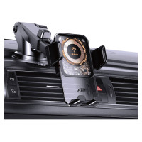 Dudao F19 clamp car holder with 15W inductive charger - black