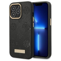 Guess Peony Logo Plate MagSafe Case for iPhone 14 Pro Max 6.7" - Black