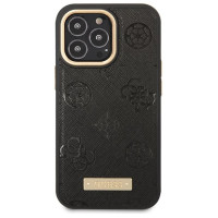 Guess Peony Logo Plate MagSafe Case for iPhone 14 Pro Max 6.7" - Black