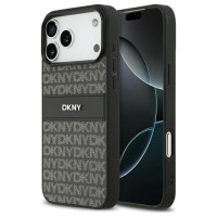 Dkny Repeat Texture Pattern with Tonal Stripe Case for iPhone 17 Pro Max - Black