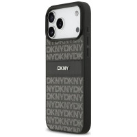 Dkny Repeat Texture Pattern with Tonal Stripe Case for iPhone 17 Pro Max - Black