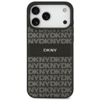 Dkny Repeat Texture Pattern with Tonal Stripe Case for iPhone 17 Pro Max - Black