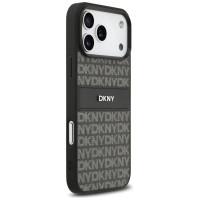 Dkny Repeat Texture Pattern with Tonal Stripe Case for iPhone 17 Pro Max - Black